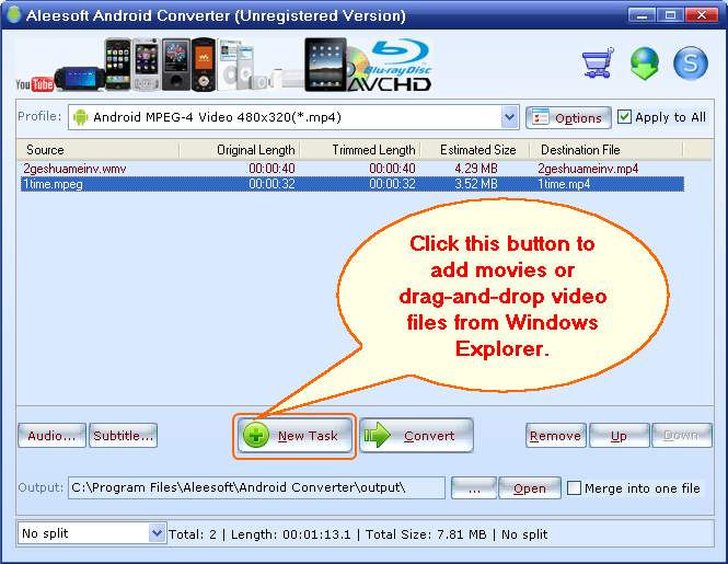 add video, android video converter