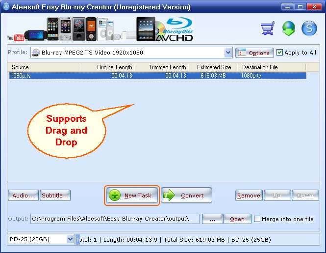 add M2TS video, Easy Blu-ray Creator